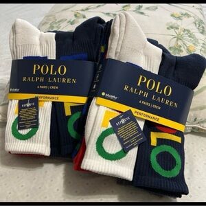 NEW POLO RALPH LAUREN MENS 6 PAIRS x 2 PERFORMANCE CREW SOCKS MULTICOLOR